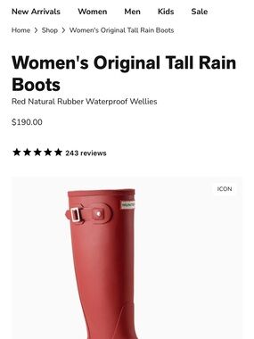 Hunter Women's Original Tall Rain Boots — Red